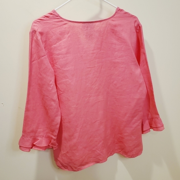 TALBOTS pink 100% Linen Relaxed Fit  3 quarter sleeves blouse size S - Picture 6 of 9